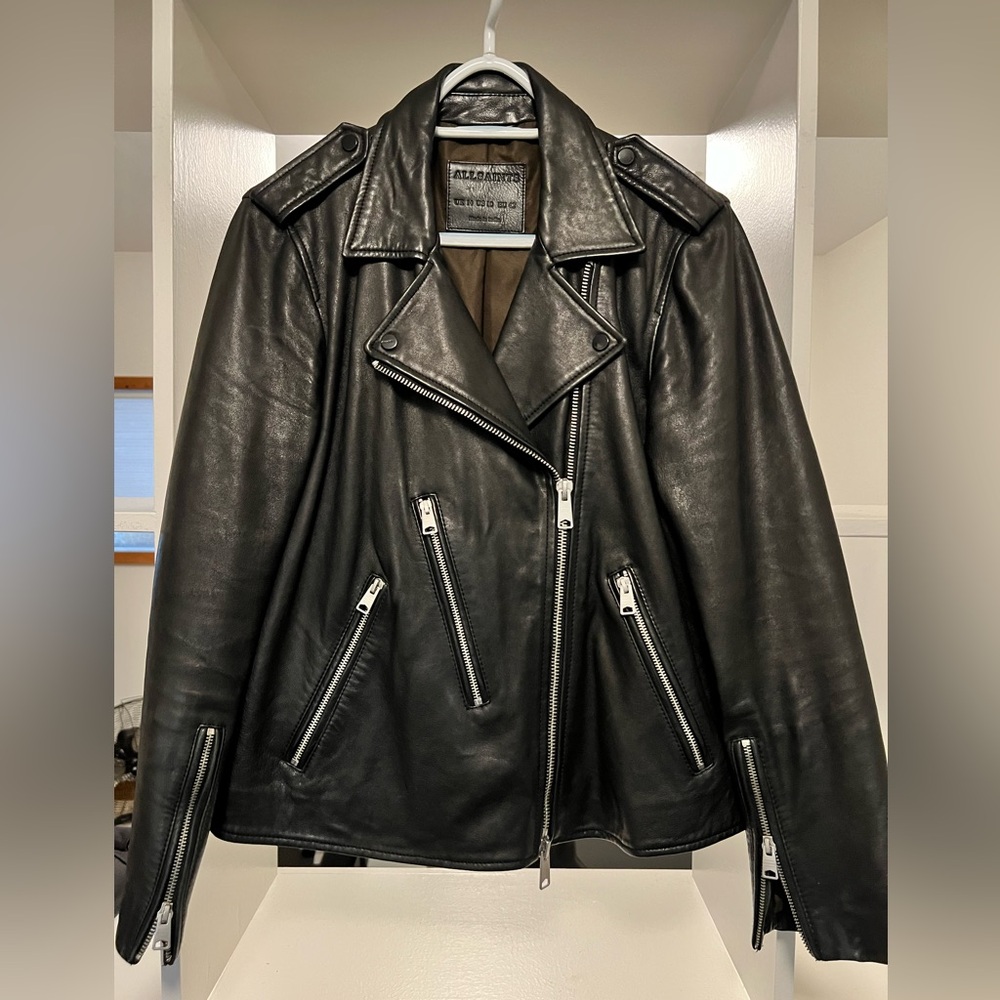 All Saints Elva Black Leather Jacket